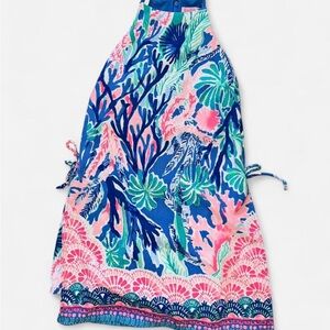 Lilly Pulitzer Blue & Pink Tropical Print Side-Tie Romper
